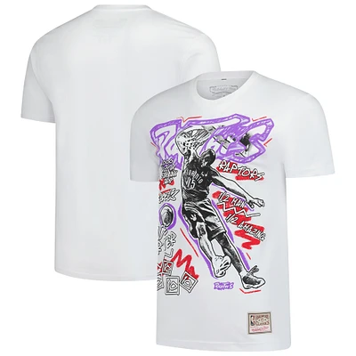 T-shirt blanc Mitchell & Ness Vince Carter pour homme des Toronto Raptors Hardwood Classics Chalked Up