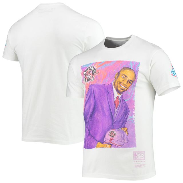 T-shirt blanc Mitchell & Ness Vince Carter des Raptors de Toronto Hardwood Classics Draft Day Colorwash pour hommes
