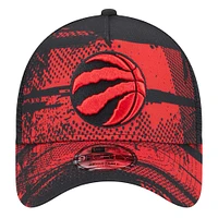 Men's New Era Black/Red Toronto Raptors Tip Off A-Frame Trucker 9FORTY Adjustable Hat