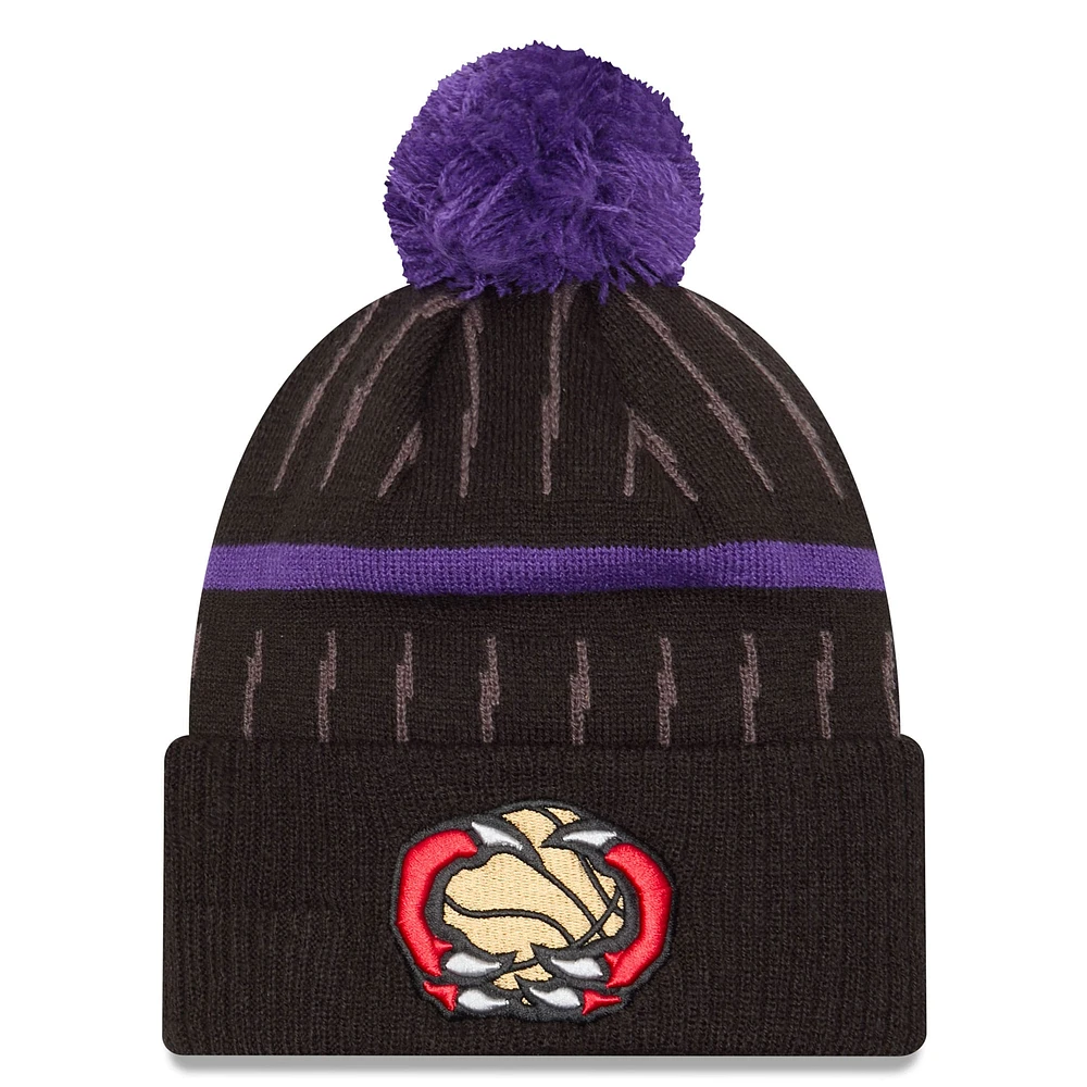 Bonnet tricoté à revers avec pompon Toronto Raptors City Edition 2024/25 noir New Era pour homme