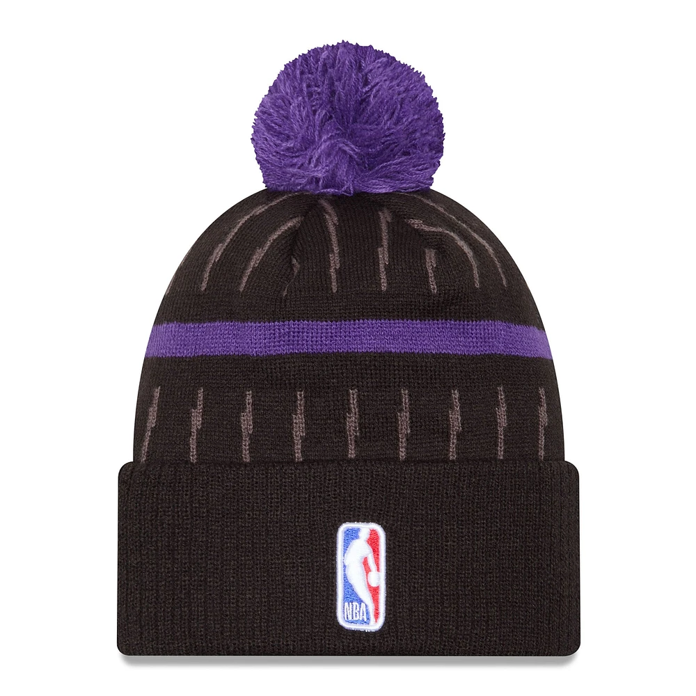 Bonnet tricoté à revers et pompon Toronto Raptors City Edition 2024/25 noir New Era pour homme