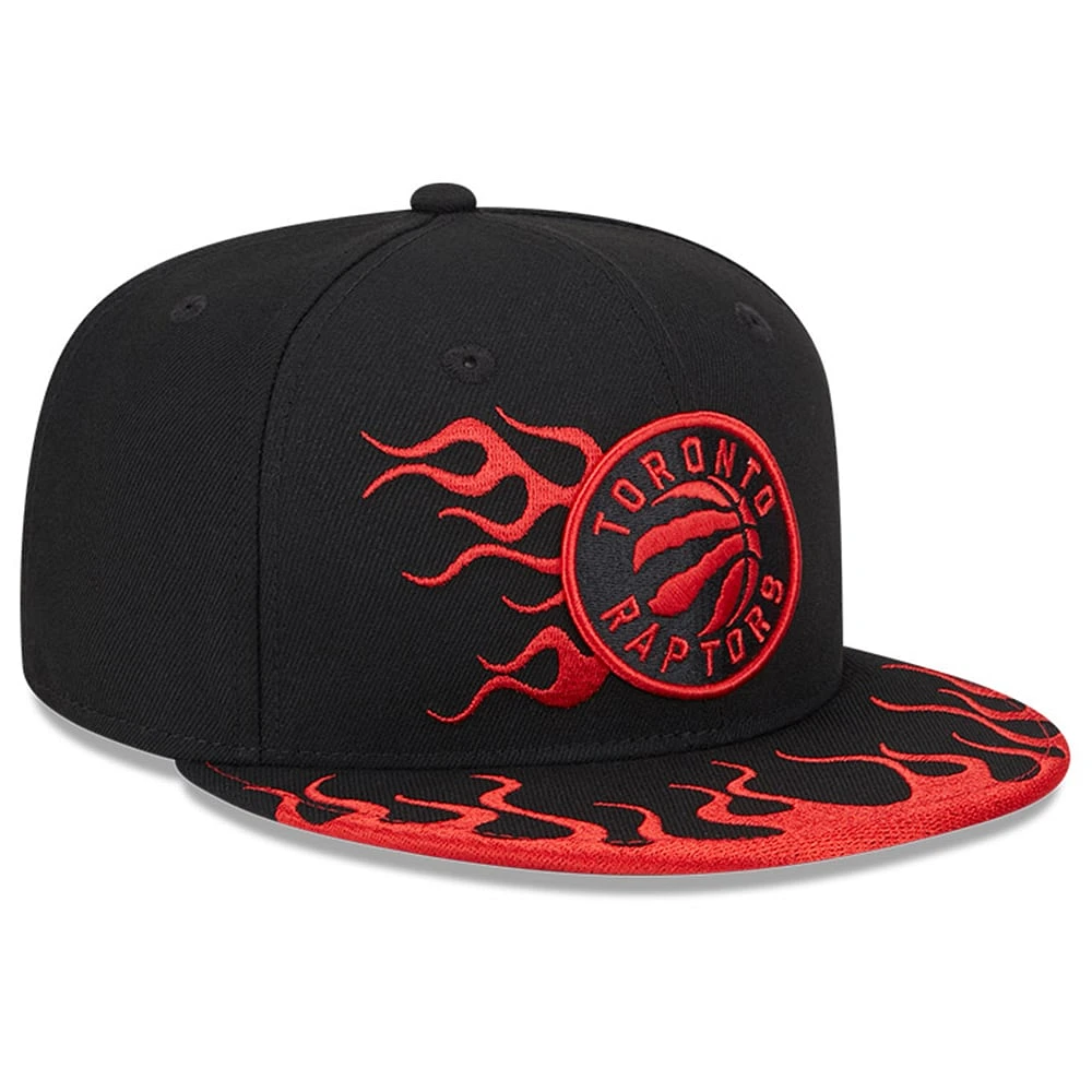 Men's New Era Black Toronto Raptors 2024 NBA All-Star Game Rally Drive Flames 9FIFTY Adjustable Snapback Hat