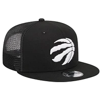 Men's New Era Black Toronto Raptors 9FIFTY Snapback Trucker Hat