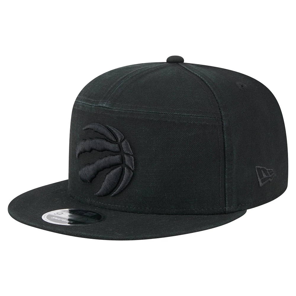 Men's New Era Black Toronto Raptors Adventure Canvas Split Panel 9FIFTY Snapback Hat