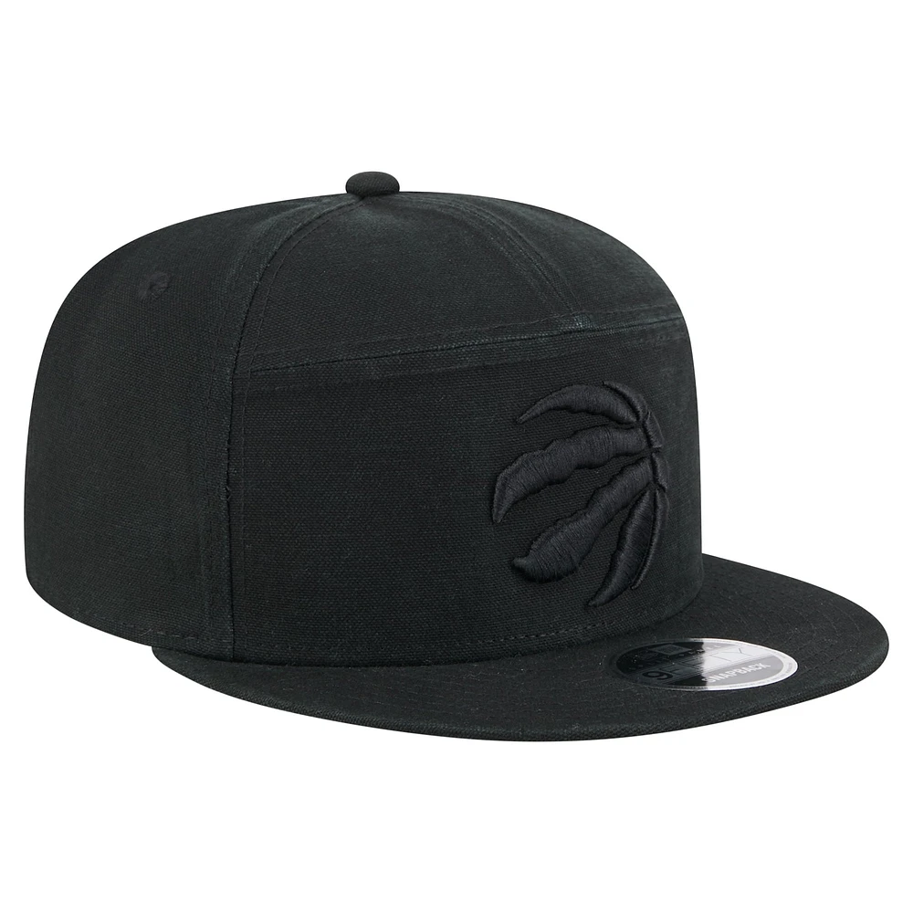 Men's New Era Black Toronto Raptors Adventure Canvas Split Panel 9FIFTY Snapback Hat