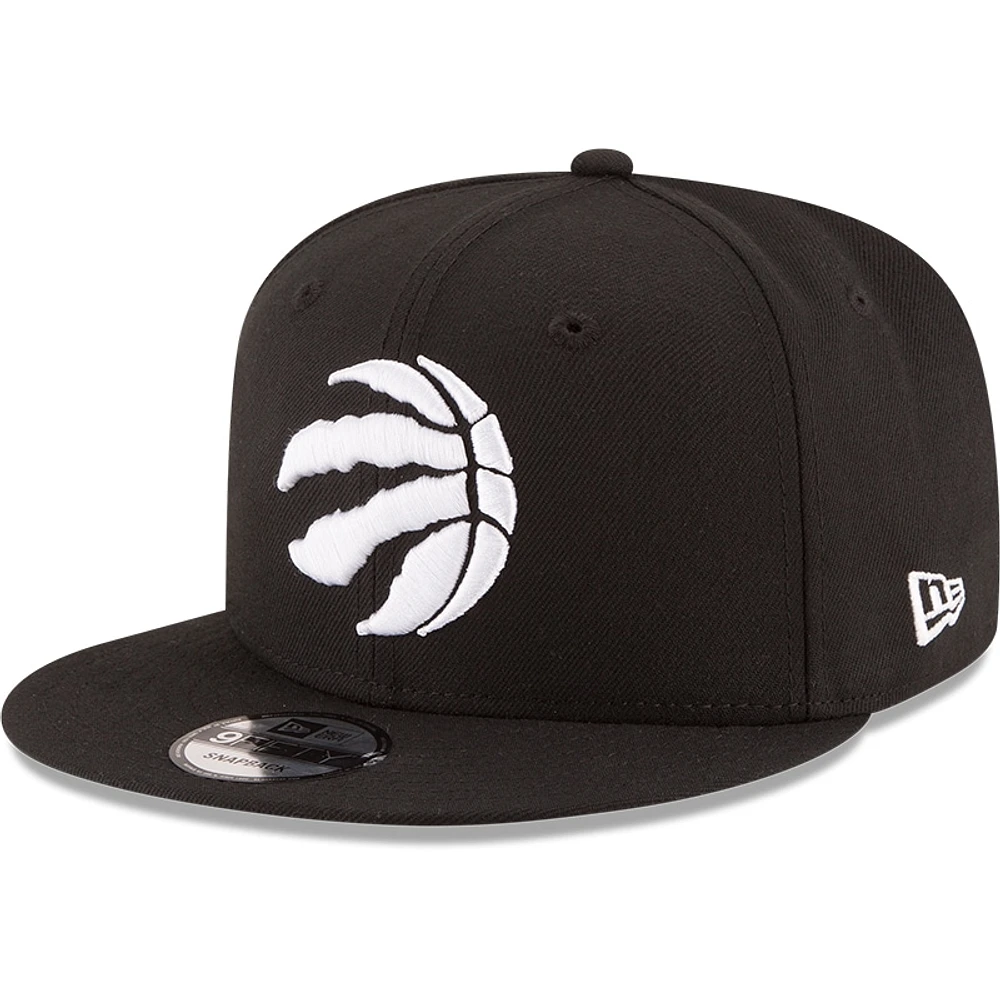 Men's New Era Black Toronto Raptors Black & White Logo 9FIFTY Adjustable Snapback Hat