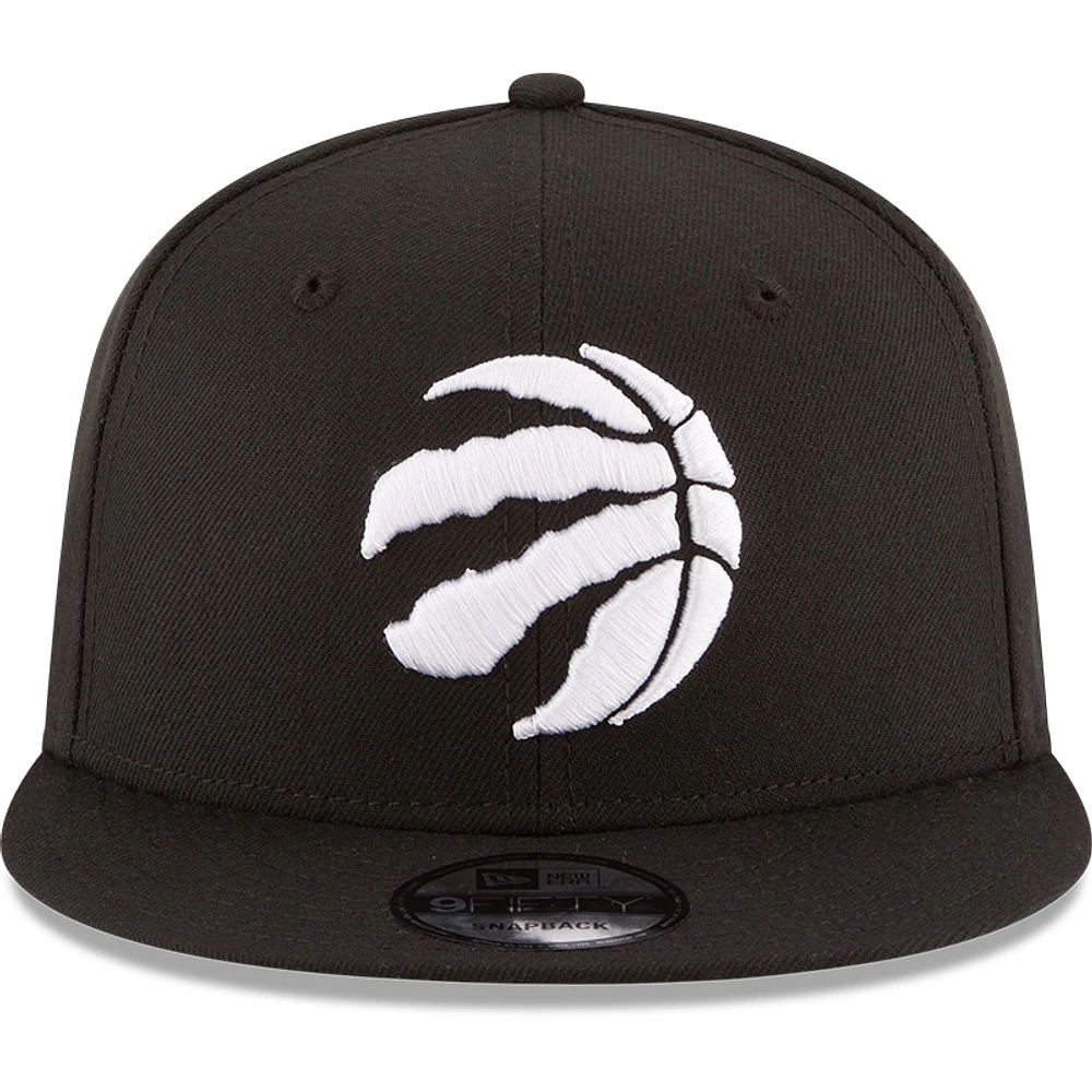 Men's New Era Black Toronto Raptors Black & White Logo 9FIFTY Adjustable Snapback Hat