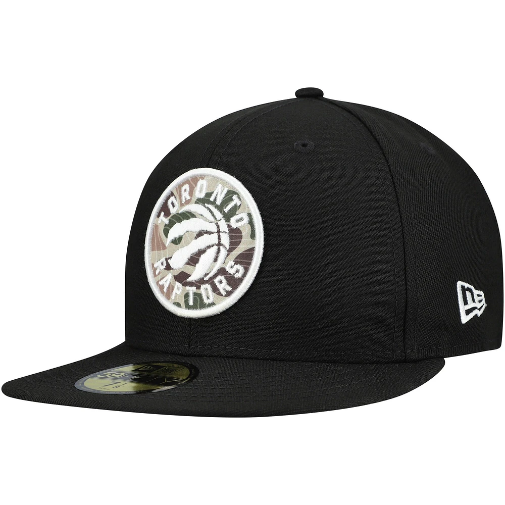 Casquette ajustée 59FIFTY noire à imprimé camouflage des Raptors de Toronto pour homme New Era
