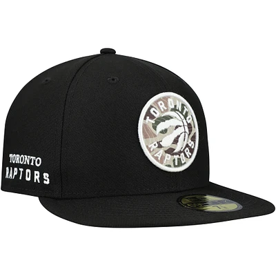 Casquette ajustée 59FIFTY noire à imprimé camouflage des Raptors de Toronto pour homme New Era