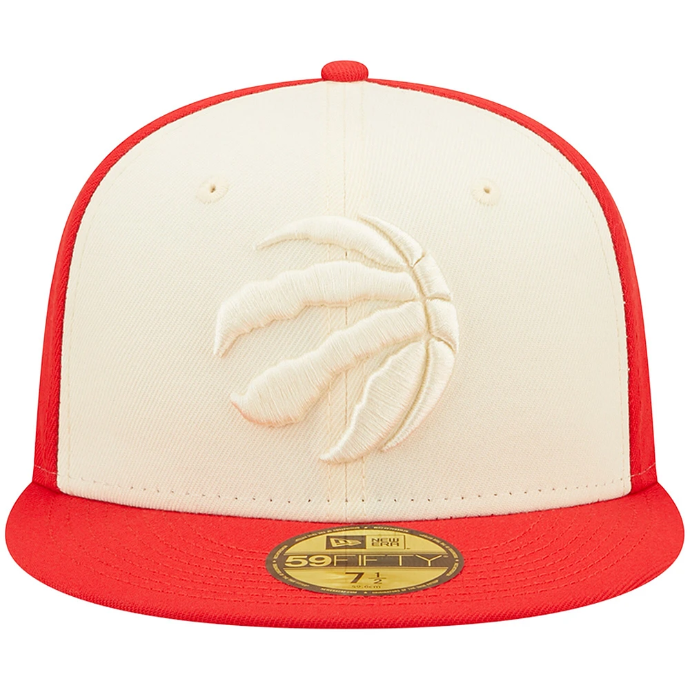 Men's New Era Cream/Red Toronto Raptors Cork Two-Tone 59FIFTY