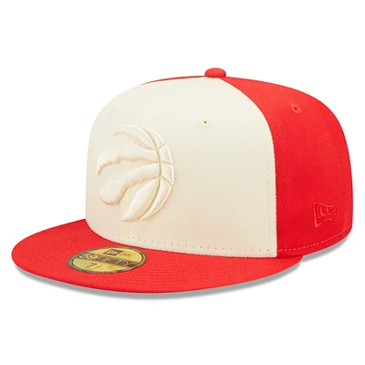 Casquette ajustée 59FIFTY bicolore en liège Toronto Raptors New Era pour homme, crème/rouge
