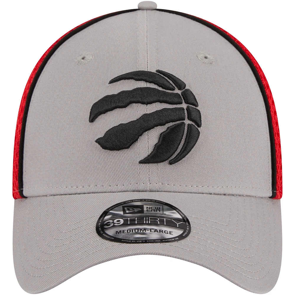 Men's New Era Gray/Red Toronto Raptors Pipe 39THIRTY Flex Hat