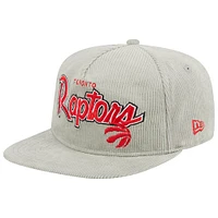 Casquette ajustable de golfeur en velours côtelé Toronto Raptors New Era pour homme, gris