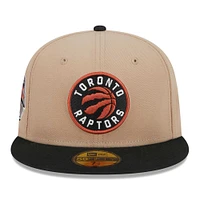 Men's New Era Khaki/Black Toronto Raptors Burnt Orange Logo Two-Tone 59FIFTY Fitted Hat