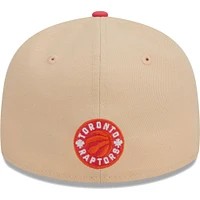 Casquette ajustée 59FIFTY New Era pour hommes, kaki/corail, Toronto Raptors Drip Low Profile