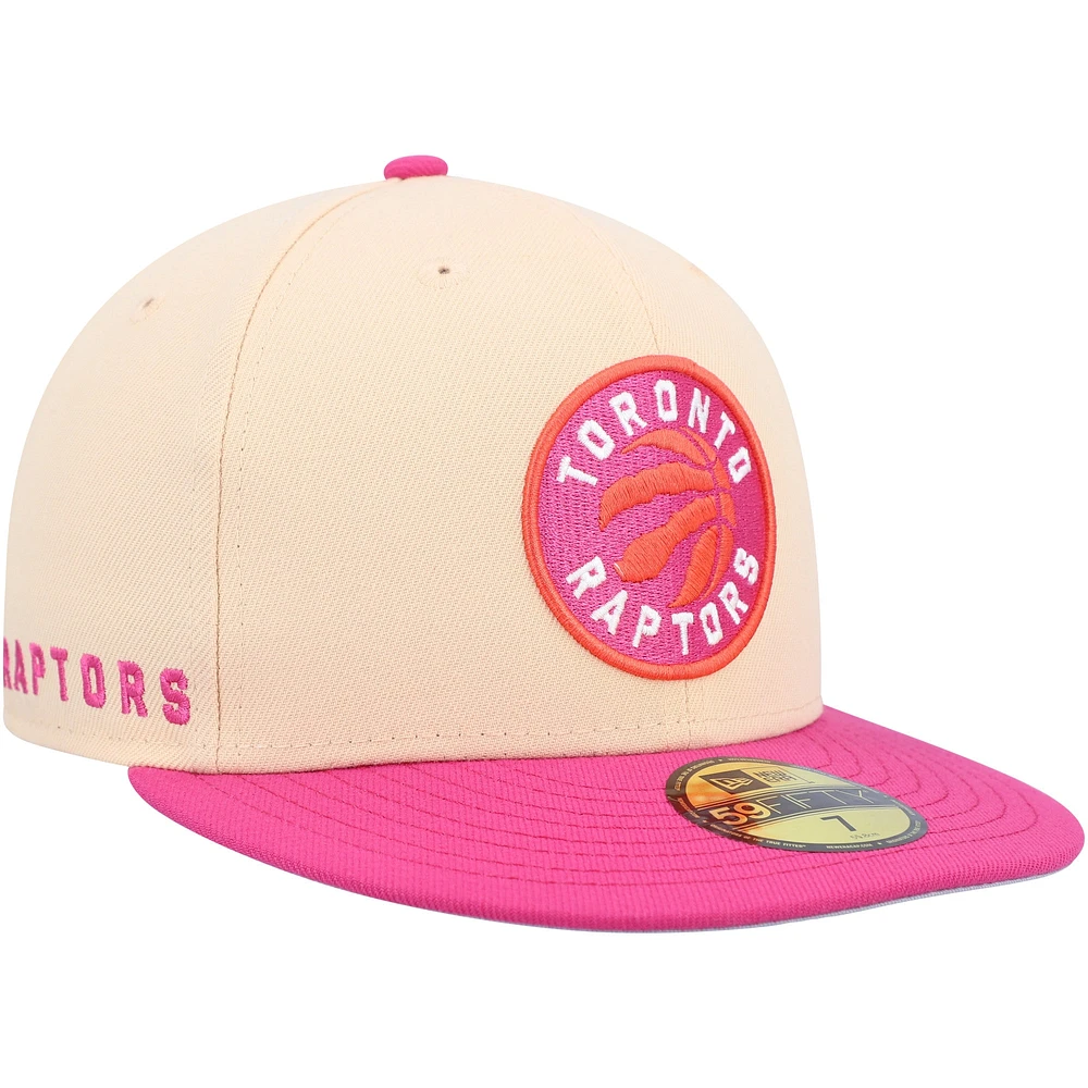 Casquette ajustée New Era Toronto Raptors Passion Mango 59FIFTY orange/rose pour homme