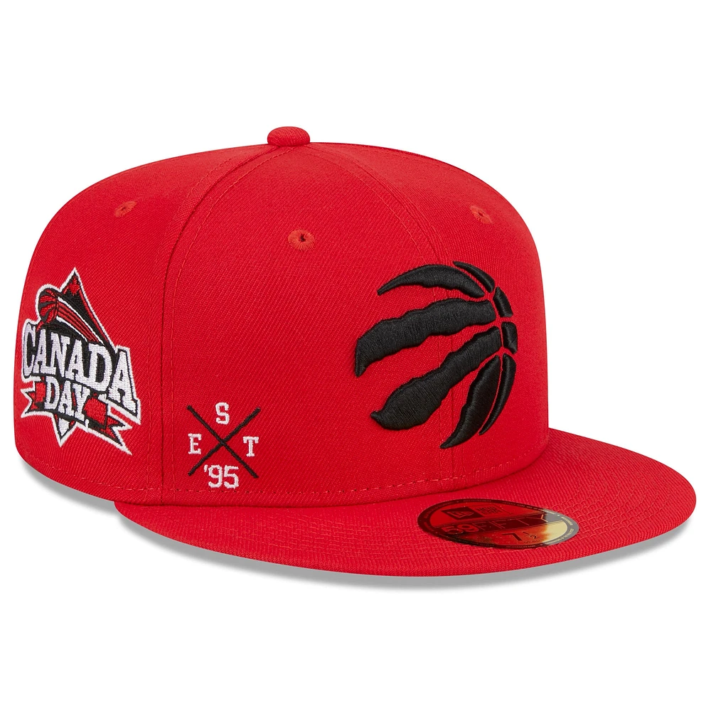 Casquette ajustée 59FIFTY de la fête du Canada 2023 des Toronto Raptors New Era pour homme, rouge