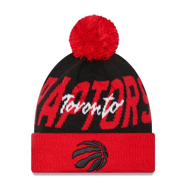 Chandail à pompons à revers Confident Toronto Raptors New Era rouge pour homme - Bonnet