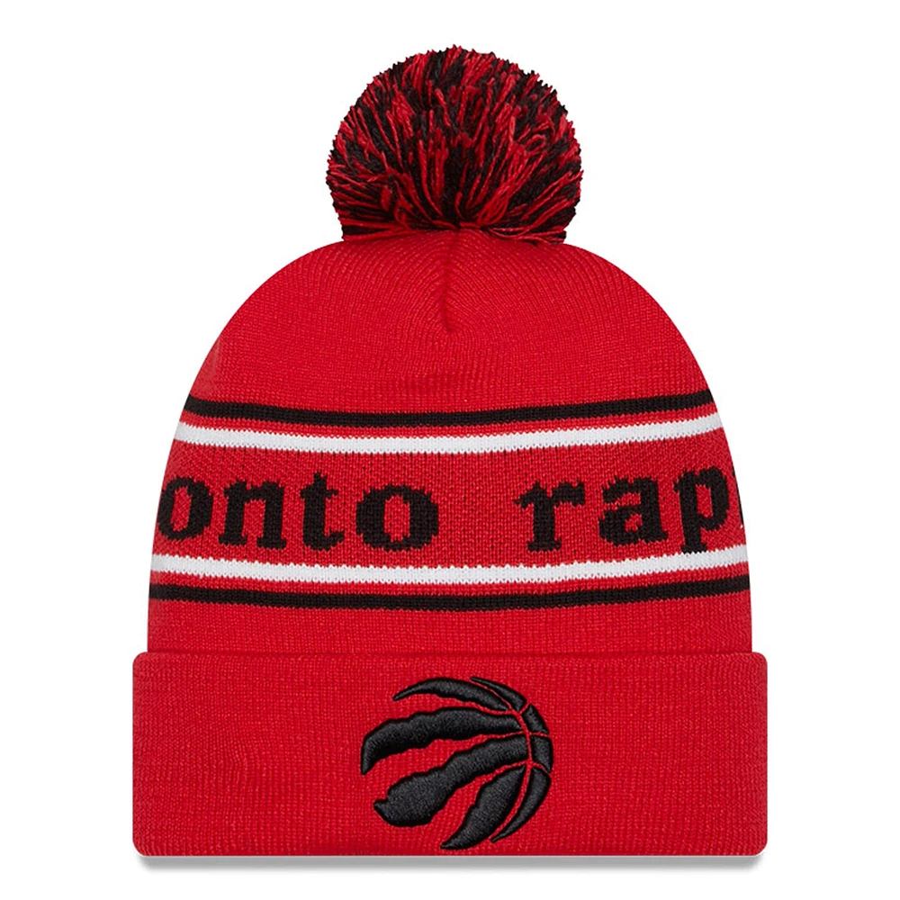 Bonnet en tricot à revers Marquee des Raptors de Toronto New Era pour hommes rouge avec pompon