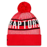 Men's New Era Red Toronto Raptors Striped - Cuff Knit Hat with Pom