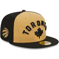 Casquette ajustée officielle 59FIFTY New Era pour hommes, beige/noir, Toronto Raptors 2023/24 City Edition