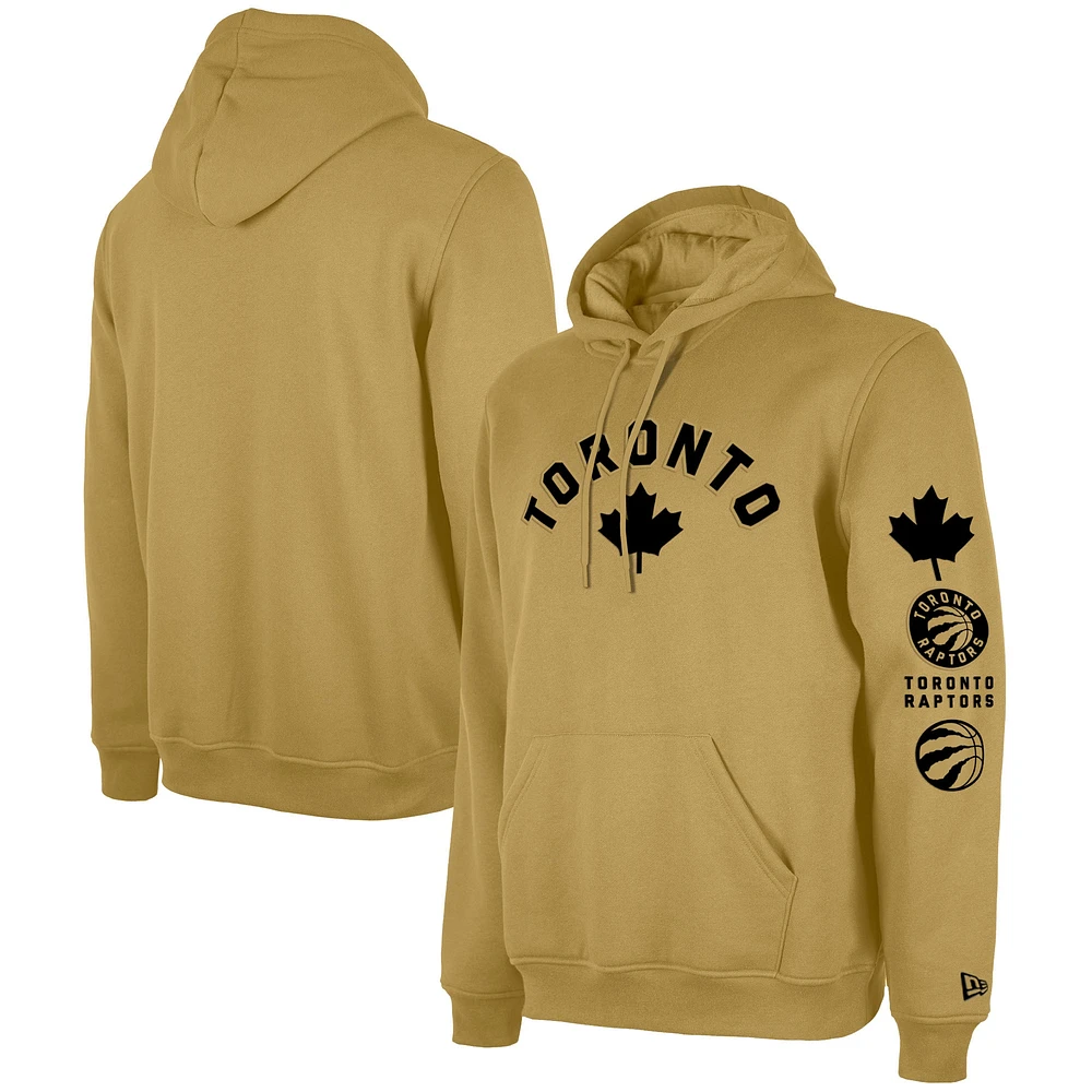 Sweat à capuche en jersey New Era pour hommes, beige, Toronto Raptors Big & Tall 2023/24 City Edition