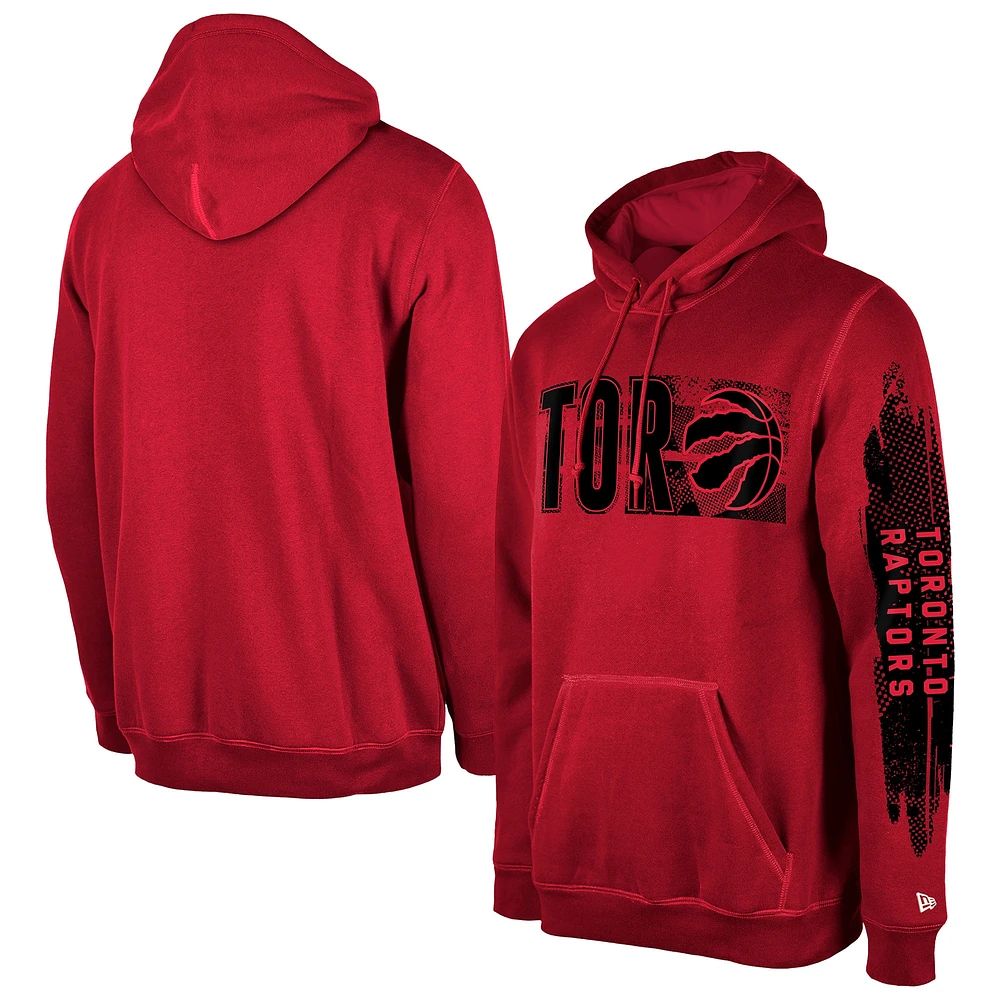 Sweat à capuche rouge de la collection Tip-Off Toronto Raptors New Era pour homme