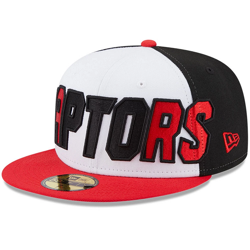 Casquette ajustée New Era Toronto Raptors Back Half 9FIFTY pour homme, blanc/rouge