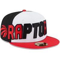 Men's New Era  White/Red Toronto Raptors Back Half 9FIFTY Fitted Hat