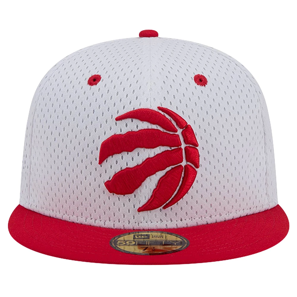 Men's New Era White/Red Toronto Raptors Throwback 2Tone 59FIFTY Fitted Hat