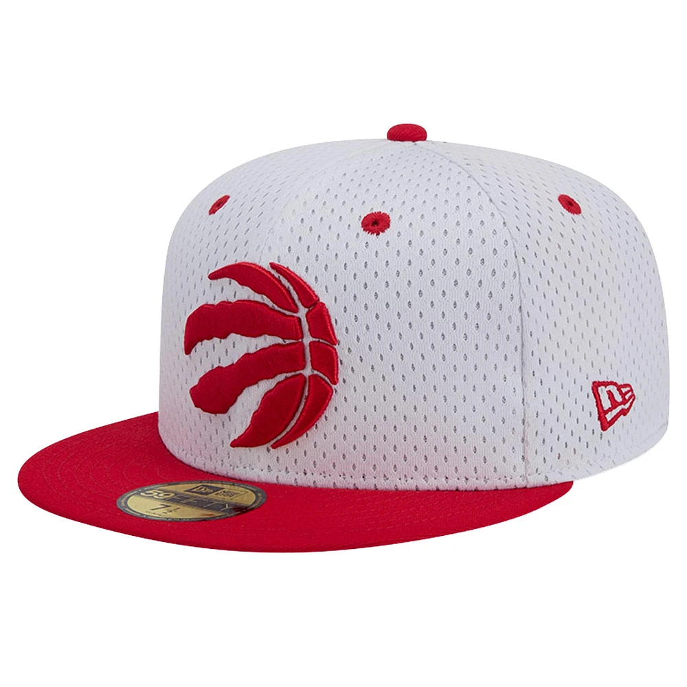 Casquette ajustée 59FIFTY Throwback 2Tone des Toronto Raptors New Era pour hommes, blanc/rouge