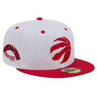 Casquette ajustée 59FIFTY Throwback 2Tone des Toronto Raptors New Era pour hommes, blanc/rouge