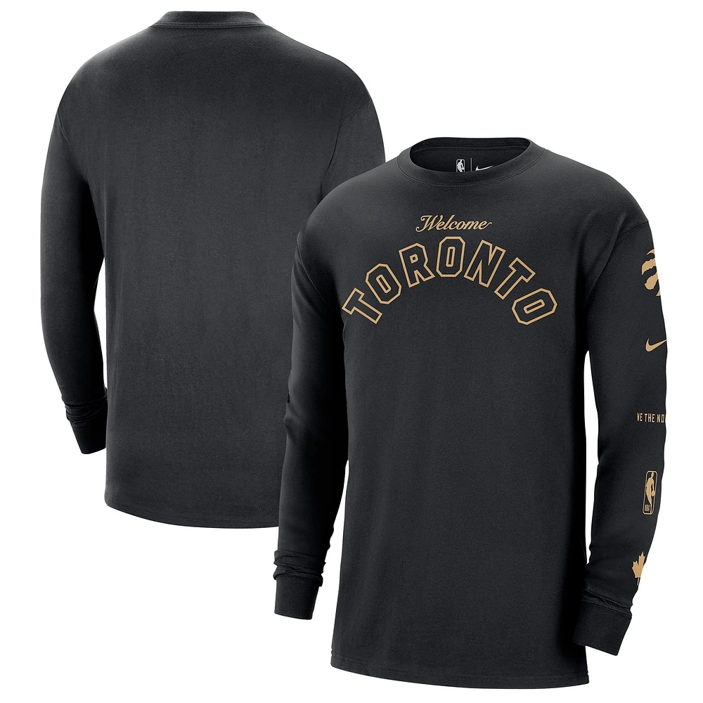 T-shirt à manches longues expressif Max90 Nike pour homme, noir, Toronto Raptors 2023/24 City Edition