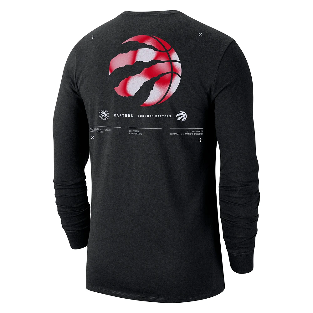 T-shirt à manches longues Nike Toronto Raptors Essential Air Traffic Control pour homme, noir