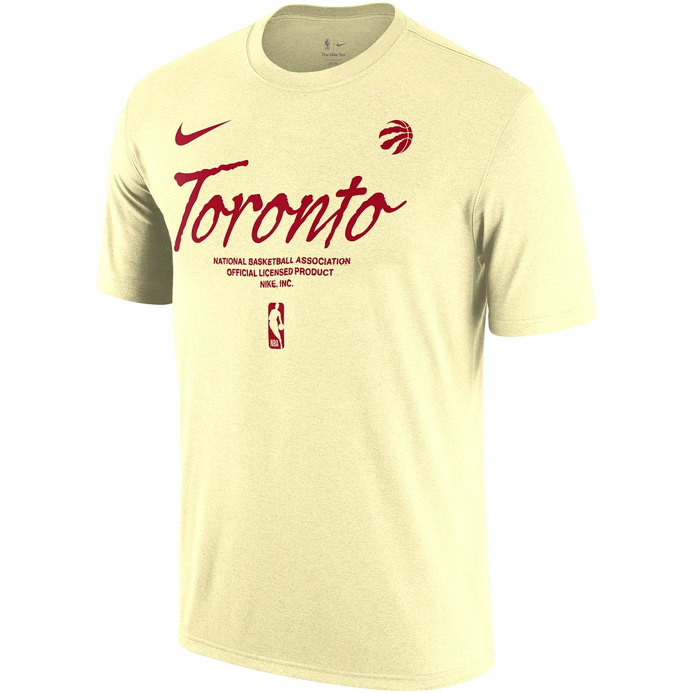 T-shirt avec logo essentiel des Toronto Raptors Nike crème pour homme