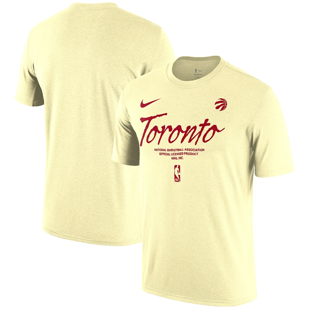 T-shirt avec logo essentiel des Toronto Raptors Nike crème pour homme