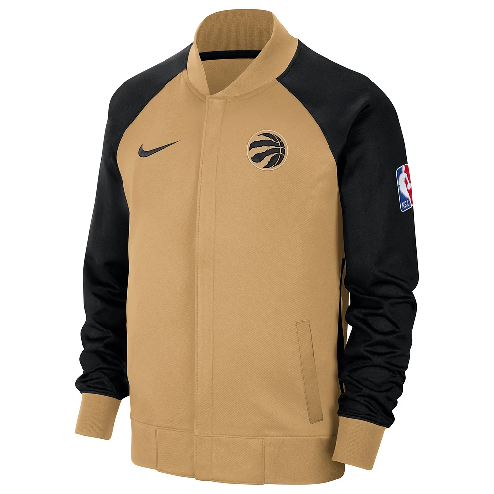 Men's Nike Gold Toronto Raptors 2023/24 City Edition Pre-Game Raglan Full-Zip Jacket