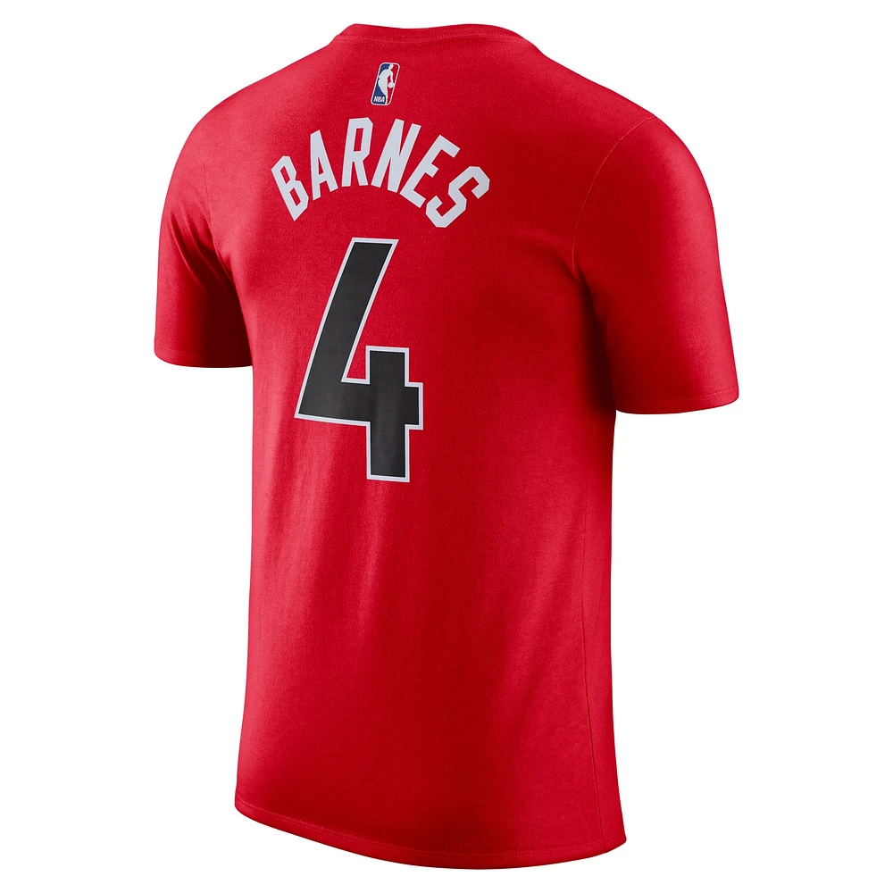 Men's Nike Scottie Barnes Red Toronto Raptors Essential Icon Name & Number T-Shirt