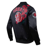 Blouson Pro Standard Toronto Raptors Roses en satin à boutons-pression pour hommes, noir