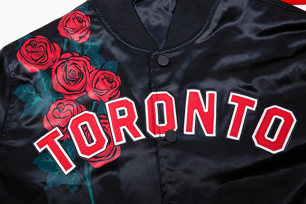 Blouson Pro Standard Toronto Raptors Roses en satin à boutons-pression pour hommes, noir