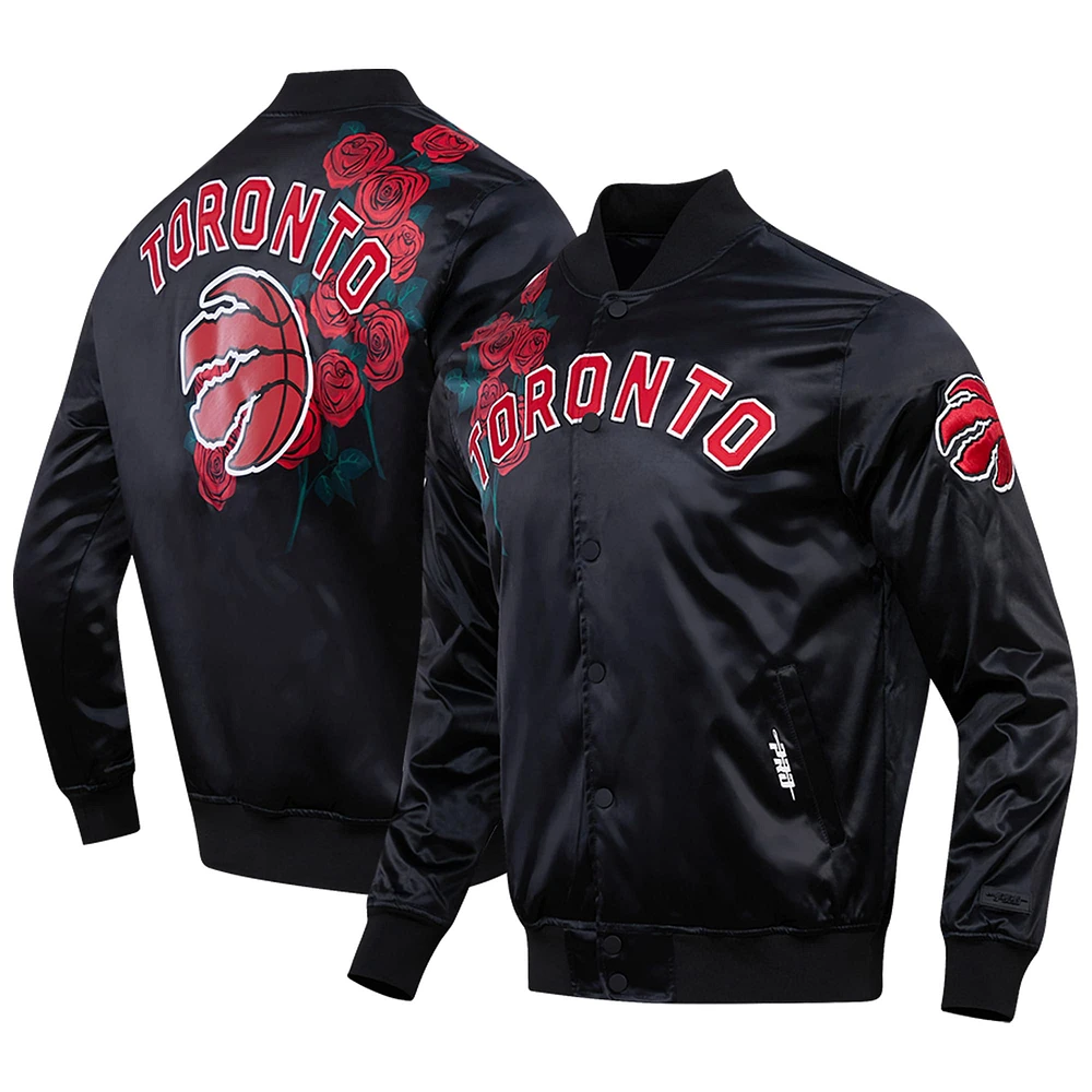 Blouson Pro Standard Toronto Raptors Roses en satin à boutons-pression pour hommes, noir