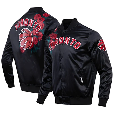 Blouson Pro Standard Toronto Raptors Roses en satin à boutons-pression pour hommes, noir