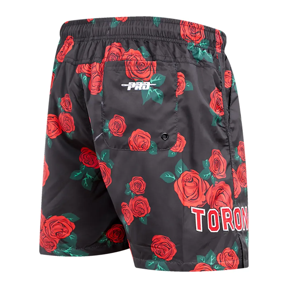 V138429 RAPTRS NOIR ROUGE SP23 NBA HOMME ROSES AOP TISSÉ SHORT SHTEMC