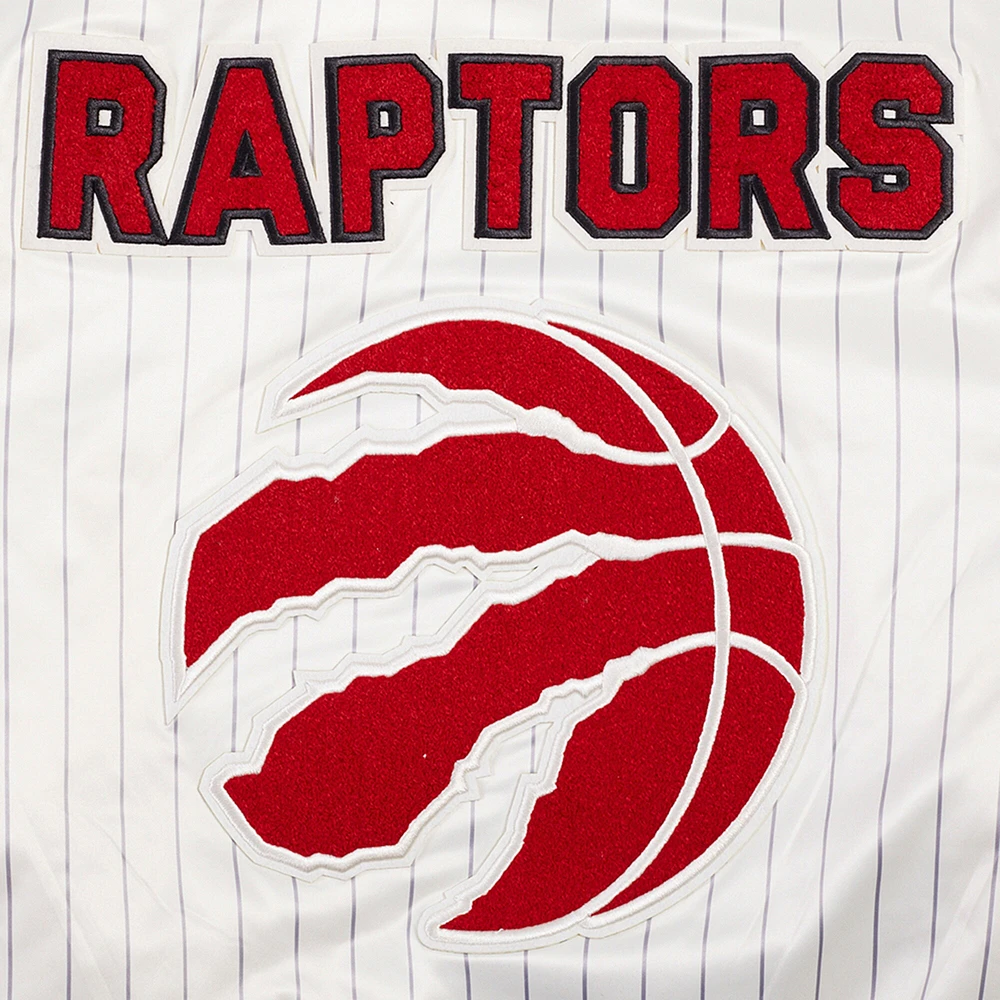 Men's Pro Standard Cream Toronto Raptors Pinstripe Retro Classic Full-Snap Jacket