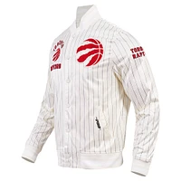 Men's Pro Standard Cream Toronto Raptors Pinstripe Retro Classic Full-Snap Jacket