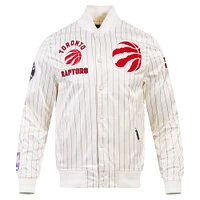 Men's Pro Standard Cream Toronto Raptors Pinstripe Retro Classic Full-Snap Jacket