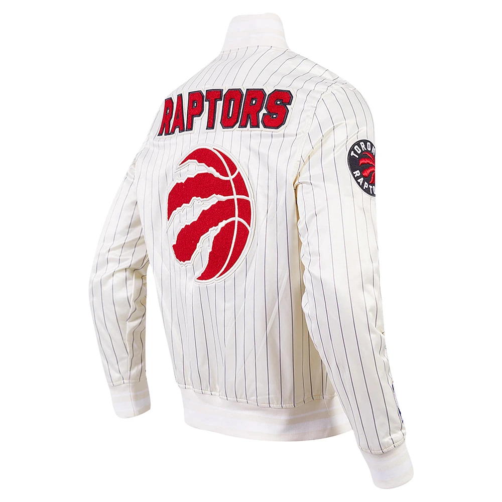 Men's Pro Standard Cream Toronto Raptors Pinstripe Retro Classic Full-Snap Jacket