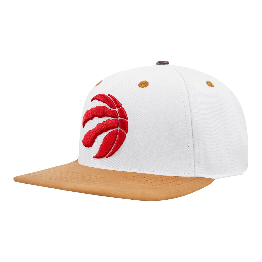 Men's Pro Standard Toronto Raptors White/Brown Sneaker Hook Two-Tone Nubuck Snapback Hat