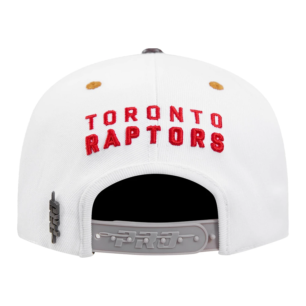 Men's Pro Standard Toronto Raptors White/Brown Sneaker Hook Two-Tone Nubuck Snapback Hat