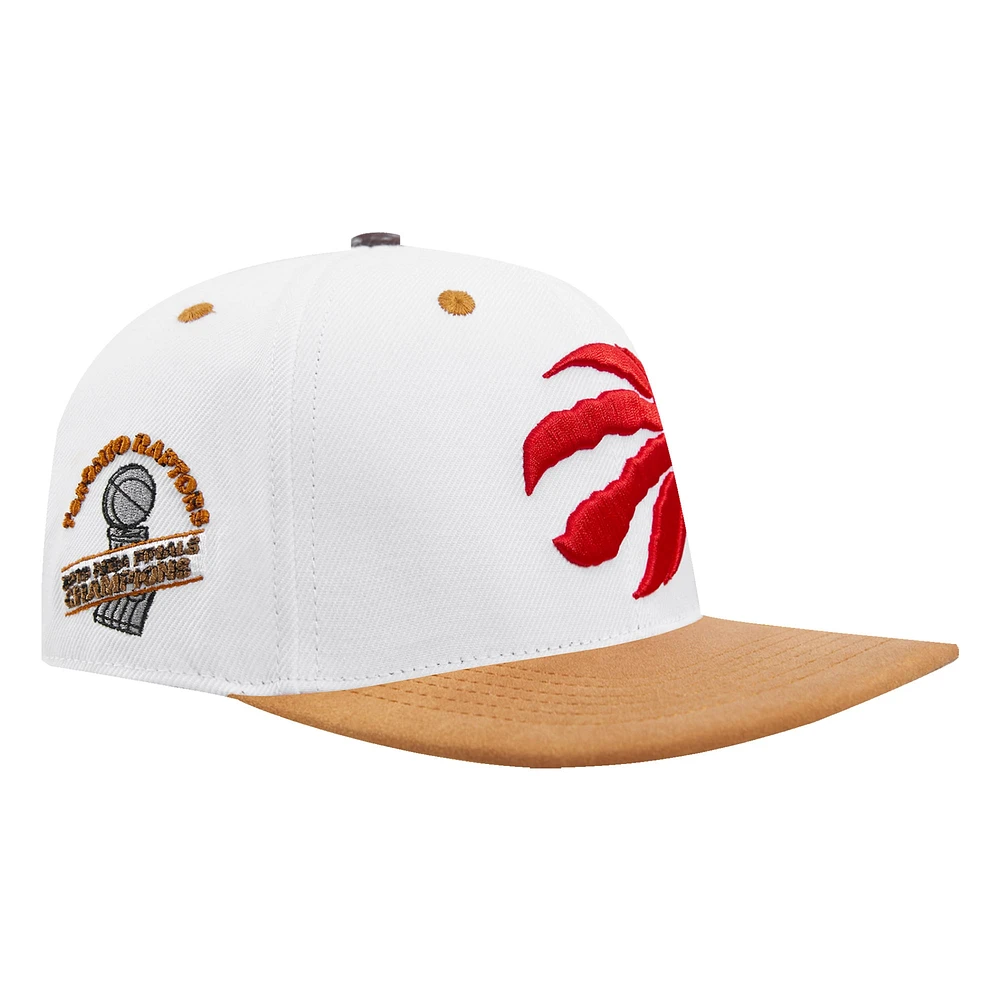 Men's Pro Standard Toronto Raptors White/Brown Sneaker Hook Two-Tone Nubuck Snapback Hat